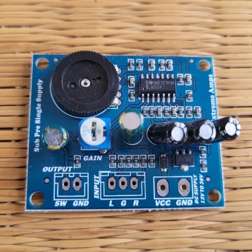 12V DC Single Supply Low Pass Filter (Subwoofer Pre) Board with Gain & Frequency Control