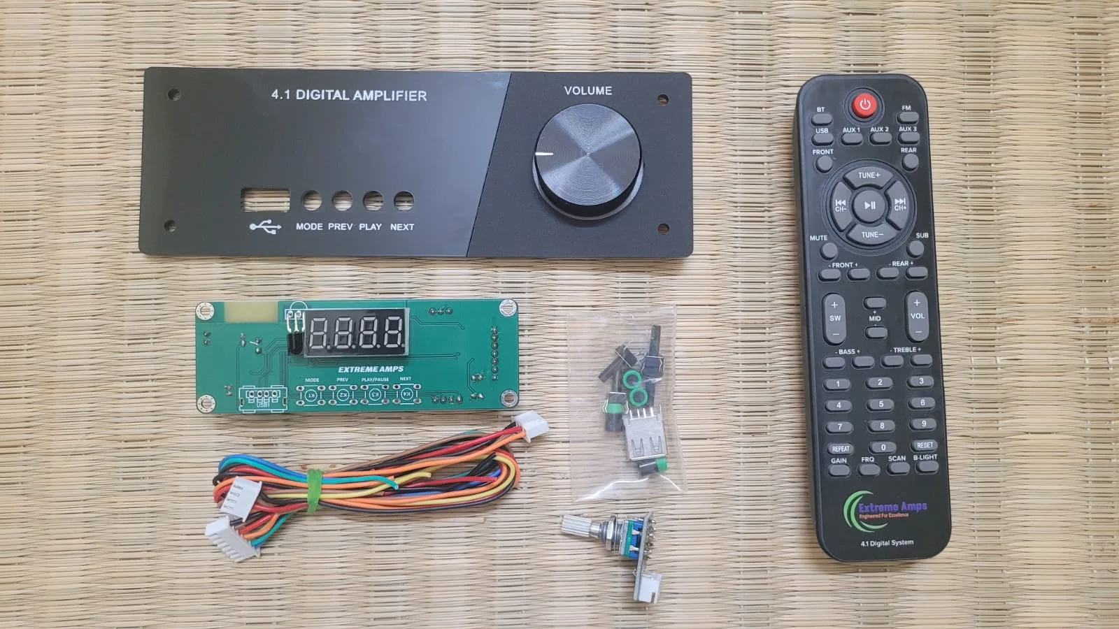 4.1 Remote Kit with In-built USB, Bluetooth & FM Including Bass, Treble and Mid Control from Extreme Amps Company with Acrylic Panel