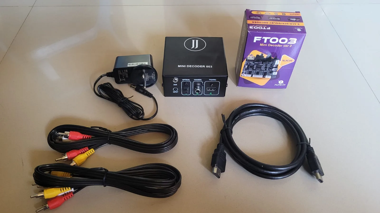 FT003 (Ver 2.0 & SW Ver 3.5) 5.1 Dolby & DTS to Analog 5.1 Decoder Full Kit with HDMI ARC & RCA Cables