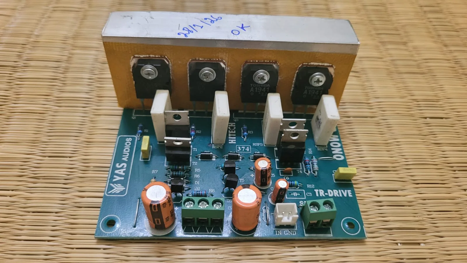 Four Transistor Toshiba (C5198 + A1941) Bridge Mono Amplifier Board for 1313 Size Car Stereo Cabinet Amplifiers from YAS Audios