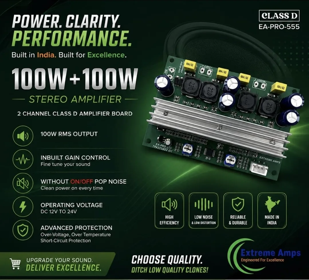TPA3116D2 (100+100)W Class-D Stereo Amplifier Board from Extreme Amps company