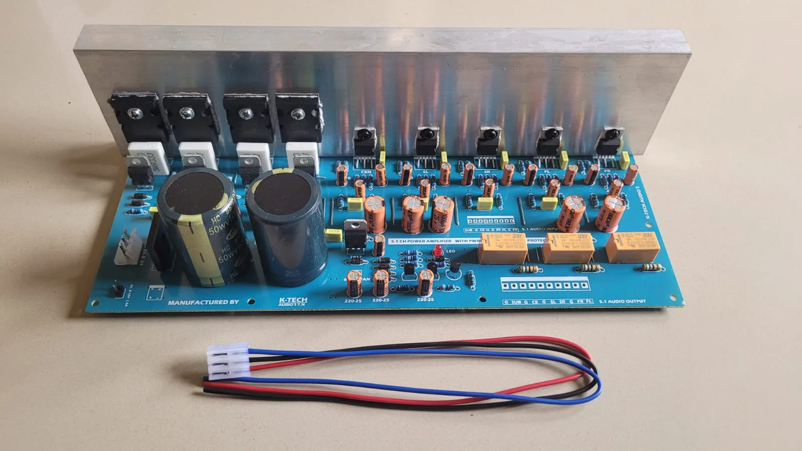 K-Tech (TDA2050+ Four Transistor) 5.1 Amplifier board with on board power supply & speaker delay with protection circuit