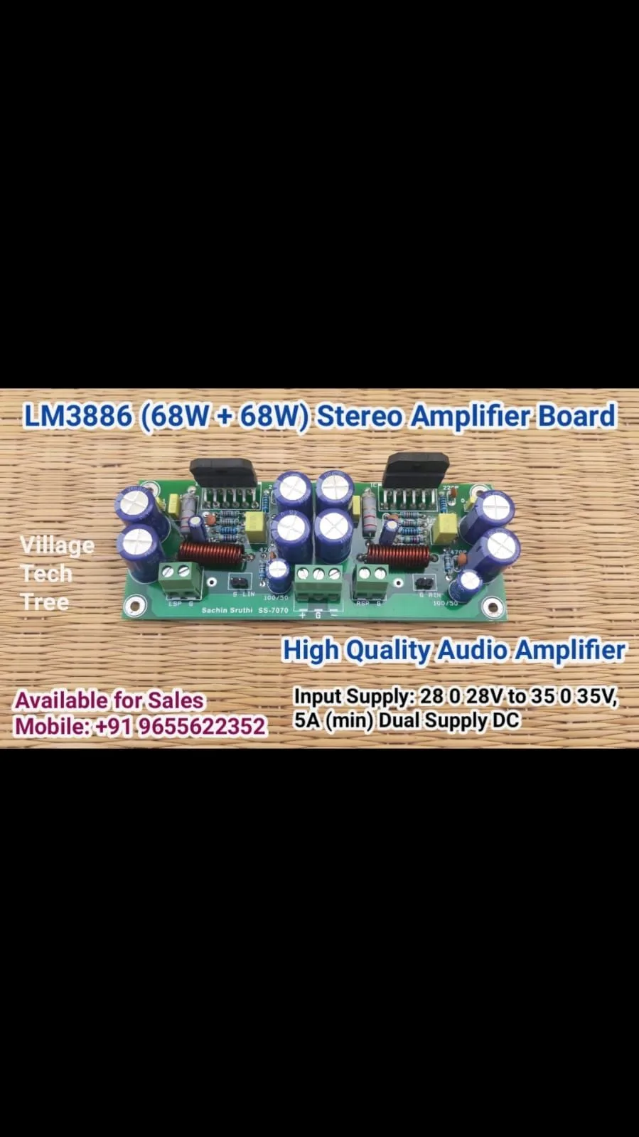 LM3886 Hi-Fi Stereo (68+68)W Amplifier Board without Heat Sink
