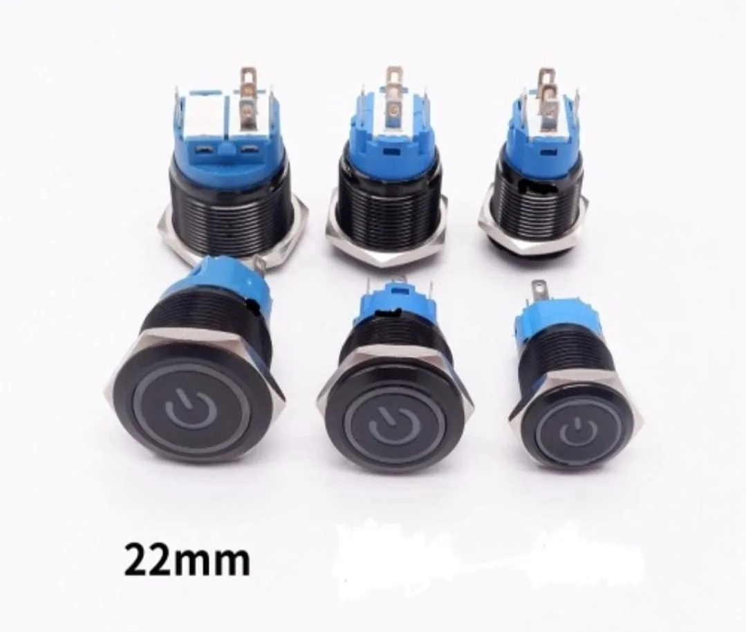 22mm Black Colour Power Switch with Indicator