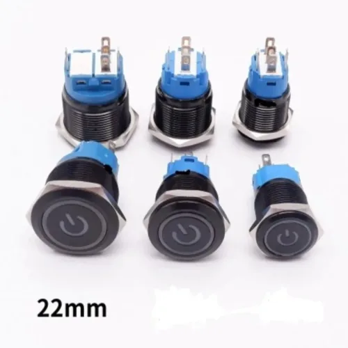 22mm Black Colour Power Switch with Indicator