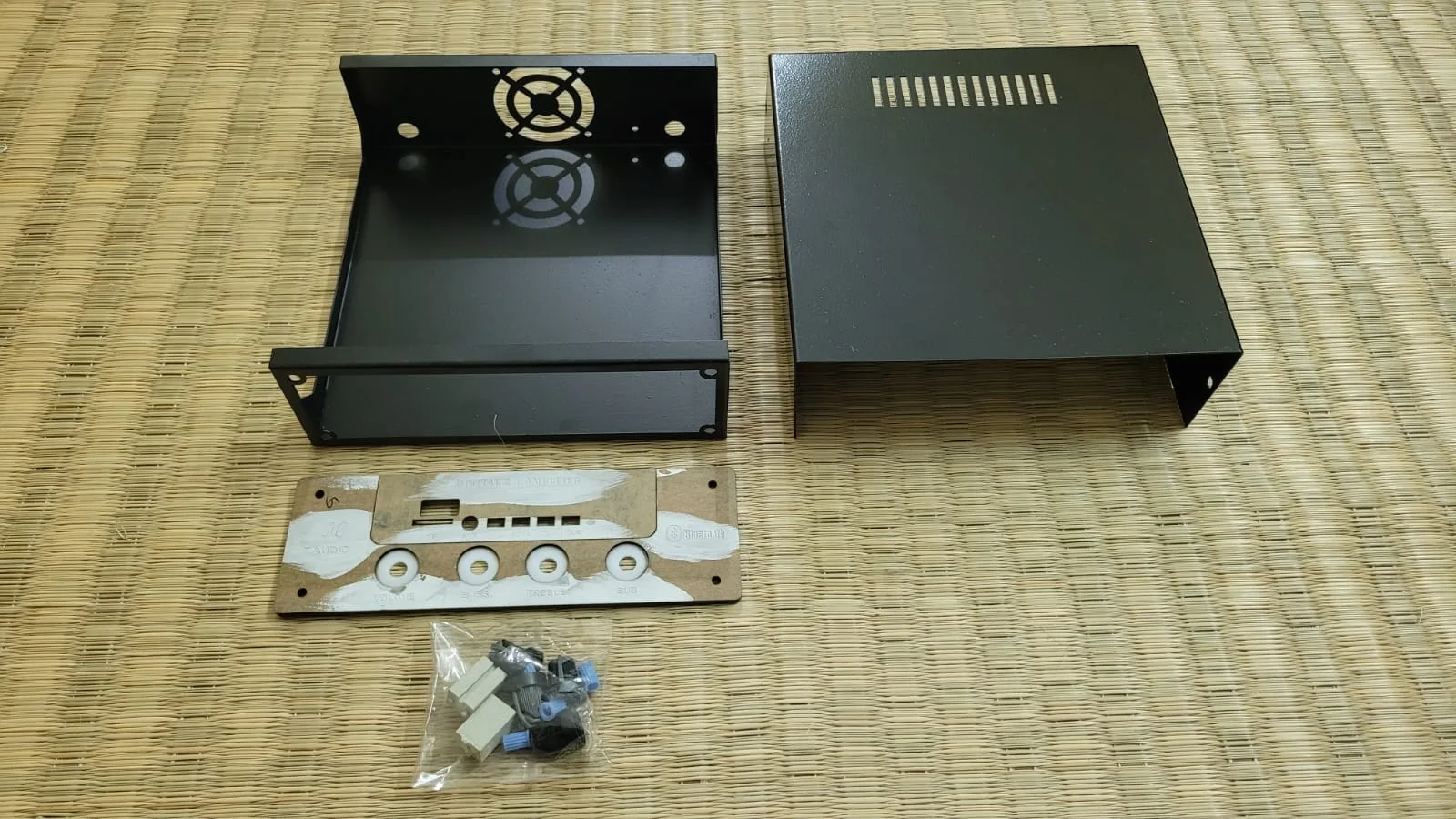 Car Stereo (1313 Model) 7" Depth Cabinet & Black Acrylic Panel with plastic knobs