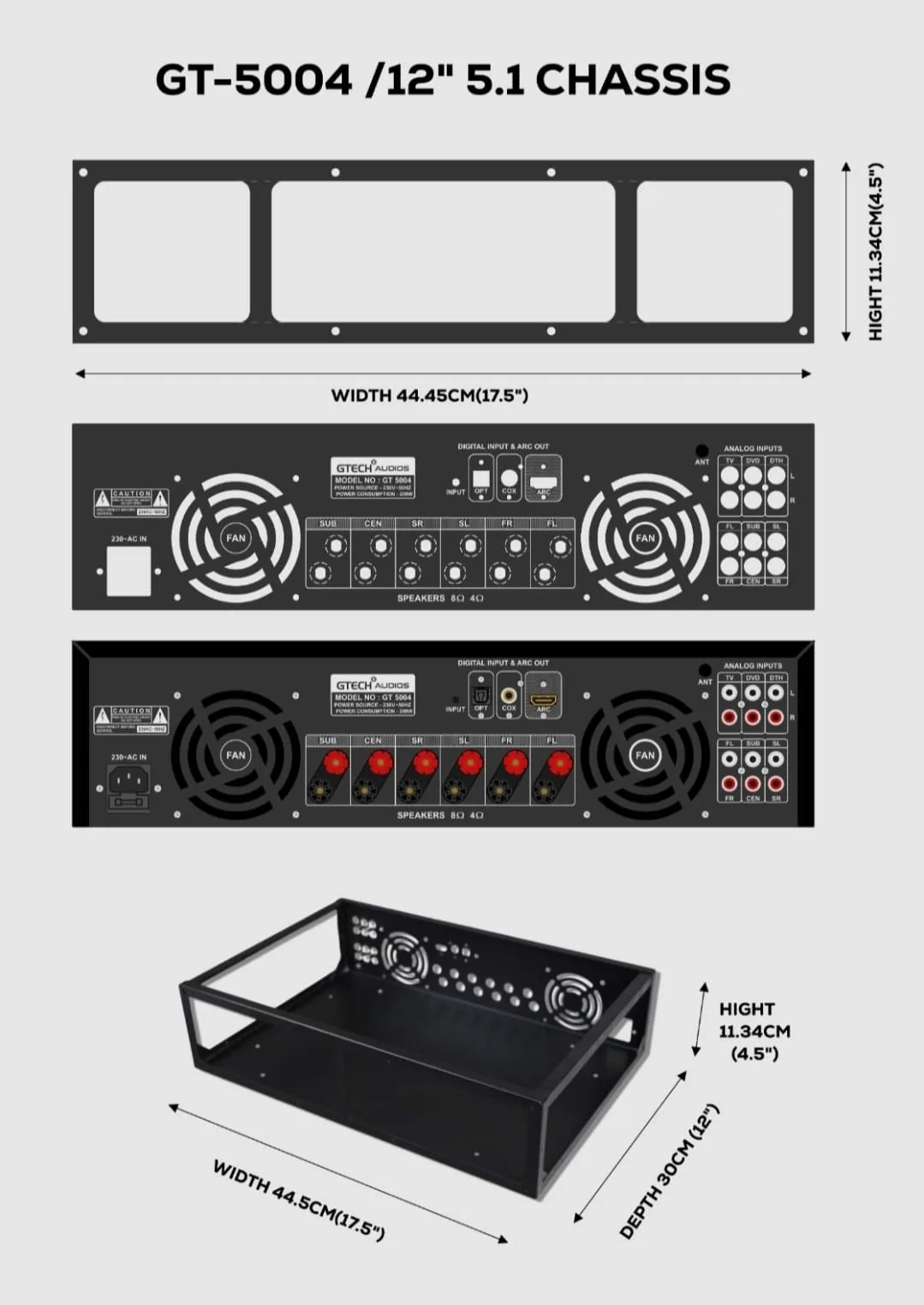 G-Tech (GT5004) 5.1 Cabinet with FT003 Fitting & Binding Post Speaker Terminal Options