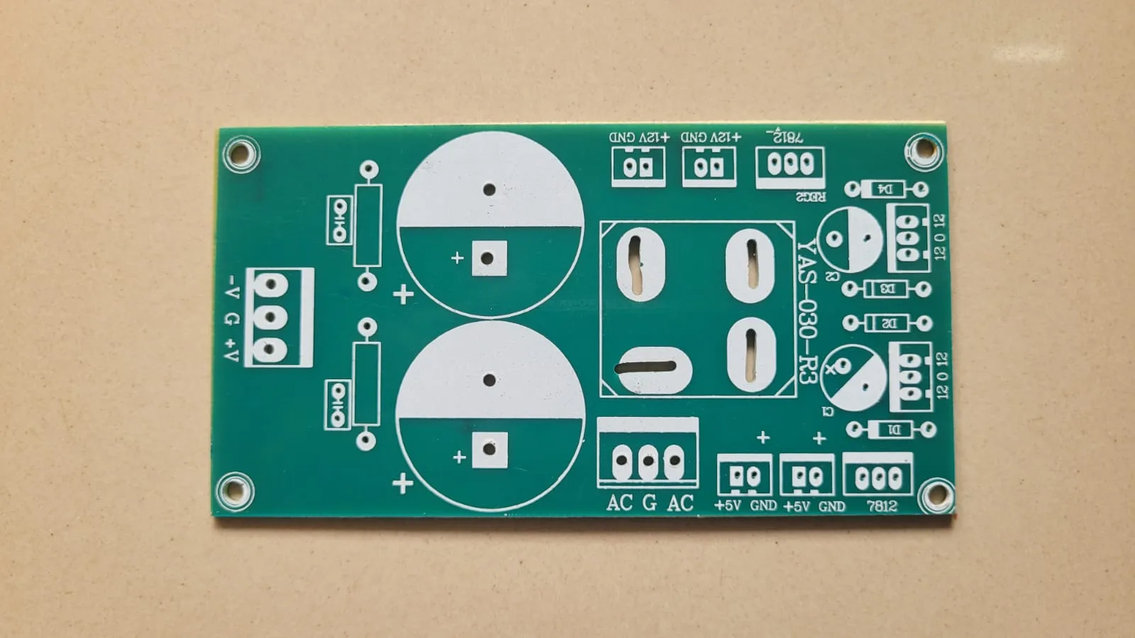 Power Supply Rectifier PCB with 2-Capacitor option (60X115mm)